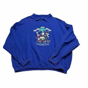 ✨⛳ Vintage‎ Looney Tunes Golf Embroidered Collared Sweatshirt Blue Size XXL ⛳✨